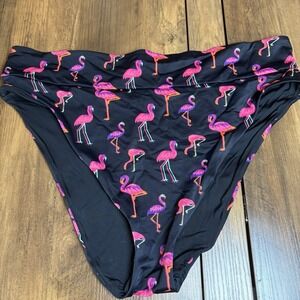 MeUndies Women 2X Black Bikini Bottom Tropical Flamingo Animal Print